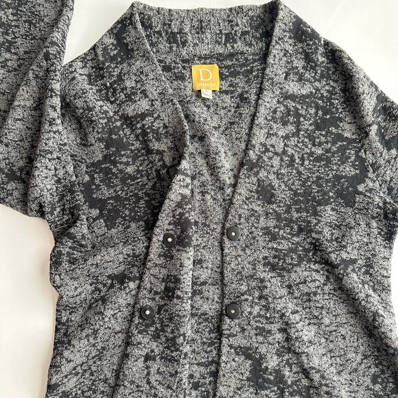Damask Alpaca Pima Cotton Blend Jacquard Snap Front Gray Cardigan Jacket L - Picture 3 of 11